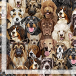 Timeless Treasures - Dogs - Packed Dogs, Natural