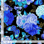 Timeless Treasures - Escapade - Butterfly Floral Metallic, Black