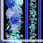 Timeless Treasures - Escapade - 11^ Floral Stripes, Black