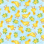 Blank Quilting - Spring is Hare - Tossed Ducks, Light Blue