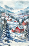Hoffman California - Cozy Tidings - 28^ Winter Village Scene Panel, Snow