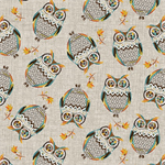 Benartex - Hello Fall - Tossed Owls, Taupe