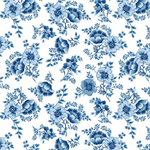 Benartex Traditions - Bluesette - Blue Flower, White
