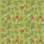 Blank Quilting - Holly Jolly Calico - Pine Bough Ornaments, Evergreen