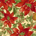 Marcus Fabrics - Holiday Foliage - Poinsettias, Cream