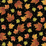 Quilting Treasures - Always Give Thanks - Leaves, Black