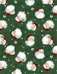 Wilmington Prints - The Jolly North - Santa Head Toss, Green