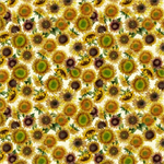 Clothworks - Sunflower Song - Sunflowers, Light Cream