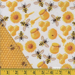 Mook - Quilted Fabric - Honey Jars & Bees, Yellow/Honeycomb