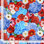 Timeless Treasures - Stars & Stripes - Packed Floral, Red White Blue