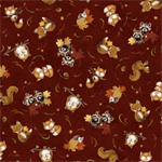 P & B Textiles - Fall Friends - Tossed Forest Friends, Maroon