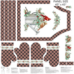 Northcott - Home For Christmas - 43 x 43^ Apron/Mitt Panel, White