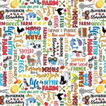 Benartex Kanvas Studio - Barnyard Rules - Fun Farm Words, White