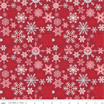 Riley Blake - Mistletoe & Holly - Snowflakes, Barn Red