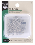 Dritz - T- Pins - Size 24 - 1 /1/2^ (38mm)  35 ct. Nickel Plated Steel