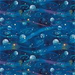 Blank Quilting - Blast Off! - Night Sky With Planets, Navy