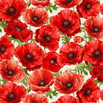 Timeless Treasures - Poppy Passion - Large Poppy Floral, Cream