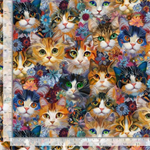 Timeless Treasures - Calico Cat - Packed Cats & Floral, Natural