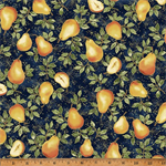 Hoffman California - In A Pear Tree - Pears With Leaves, Navy/Gold