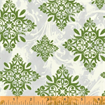 Windham - Seasons Greetings - Large Green Medallions, White
