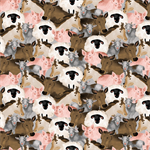 Blank Quilting - Farm Country - Farm Animals Collage, Gray