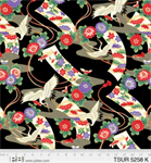 P & B Textiles - Tsuru - Cranes & Ribbons, Black