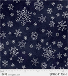 P & B Textiles - Sparkle Suede II - Silver Snowflakes, Navy