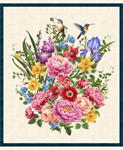 Henry Glass - Garden Symphony - 36^ Flower Bouquet Panel, Cream