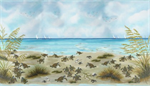 Henry Glass - Turtle March - 24^ Turtles at Sea Panel, Sky Blue