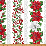 Hoffman California - Blooming Holidays - Border Stripe, Ice/Silver