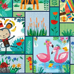 Blank Quilting - Zoo Crew - Patchwork, Teal