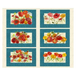 Clothworks - Poppy Dreams - 36^ Placemat Panel, Teal