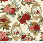 Riley Blake - Christmas Greetings - Festive Floral Arrangement, Cream