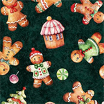 Quilting Treasures - QT Cuties - Gingerbread Men, Evergreen