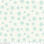 Riley Blake - The North Pole Flannel - Aqua Snowflakes, White