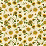 Clothworks - Sunflower Song - Butterfly Floral, Cream