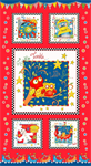 Henry Glass - Rhyme Time - 24^ Quilt Panel, Red