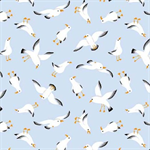 Quilting Treasures - By The Seashore - Seagulls, Light Blue