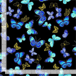 Timeless Treasures - Escapade - Flying Butterflies, Black