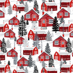 Blank Quilting - It's Snow Wonder - Cabins With Snow, White
