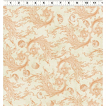 Clothworks - Sea Cottage - Wave Damask, Orange/Cream