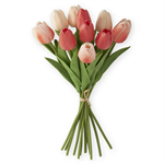 Bouquet - Tulip 13.5^. Coral & Peach (Real Touch)