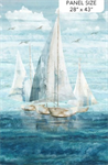 Northcott - Smooth Sailing - 28^ Sailboat Panel, Dark Blue