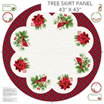 Northcott - Cardinal Christmas - 43^ x 43^ Tree Skirt Panel, White