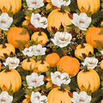 Wilmington Prints - Oh My Gourd! - Pumpkins & Florals, Cream