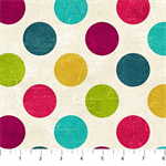 Northcott - Spot On - Magenta/Blues/Green Spots, Cream