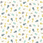 Makower - Baby Safari - Scattered, White