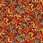 Studio E - Baskets Of Autumn Blessings - Allover Leaves, Brick Red