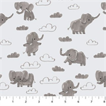 Figo Fabrics - Lucky Day Flannel - Gray Elephants, Gray