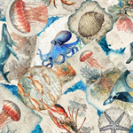 Quilting Treasures - Nauticus - Sea Creatures Overlapping Patch, Ocean